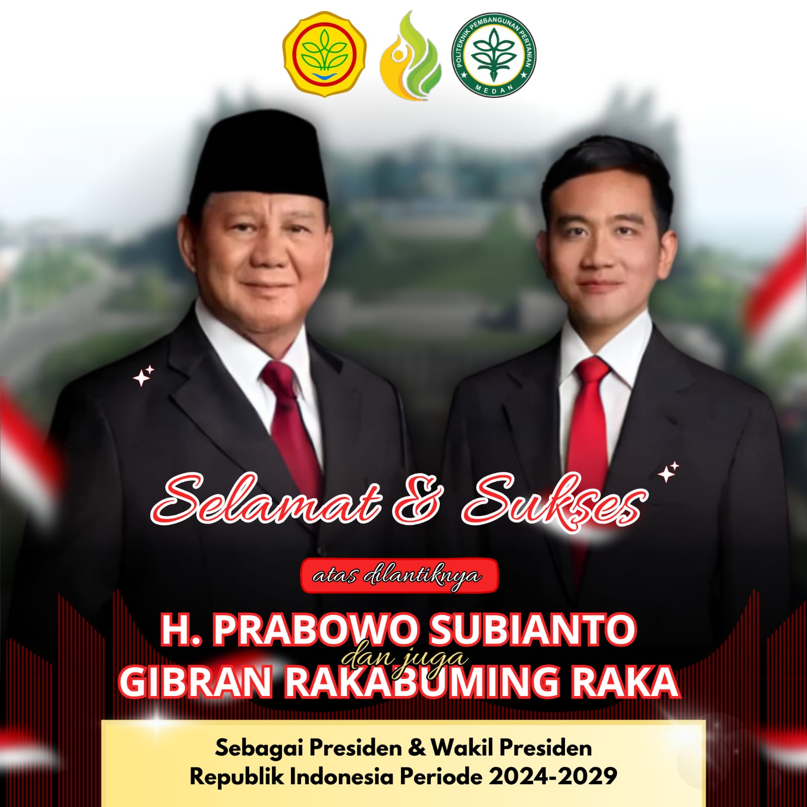 SELAMAT  SUKSES ATAS PELANTIKAN PRESIDEN DAN WAKIL PRESIDEN REPUBLIK INDONESIA