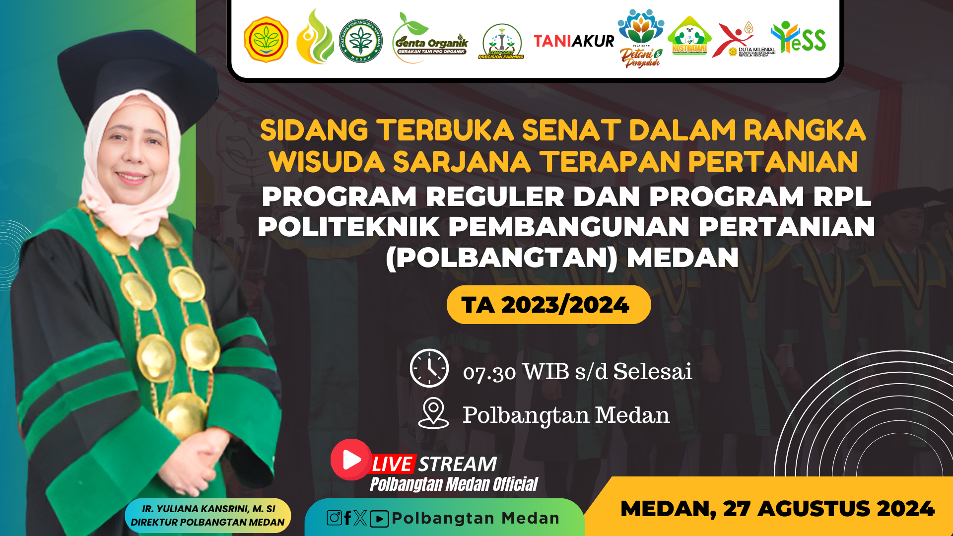 SIDANG TERBUKA SENAT DALAM RANGKA WISUDA SARJANA TERAPAN PERTANIAN POLBANGTAN MEDAN TA 2023/2024