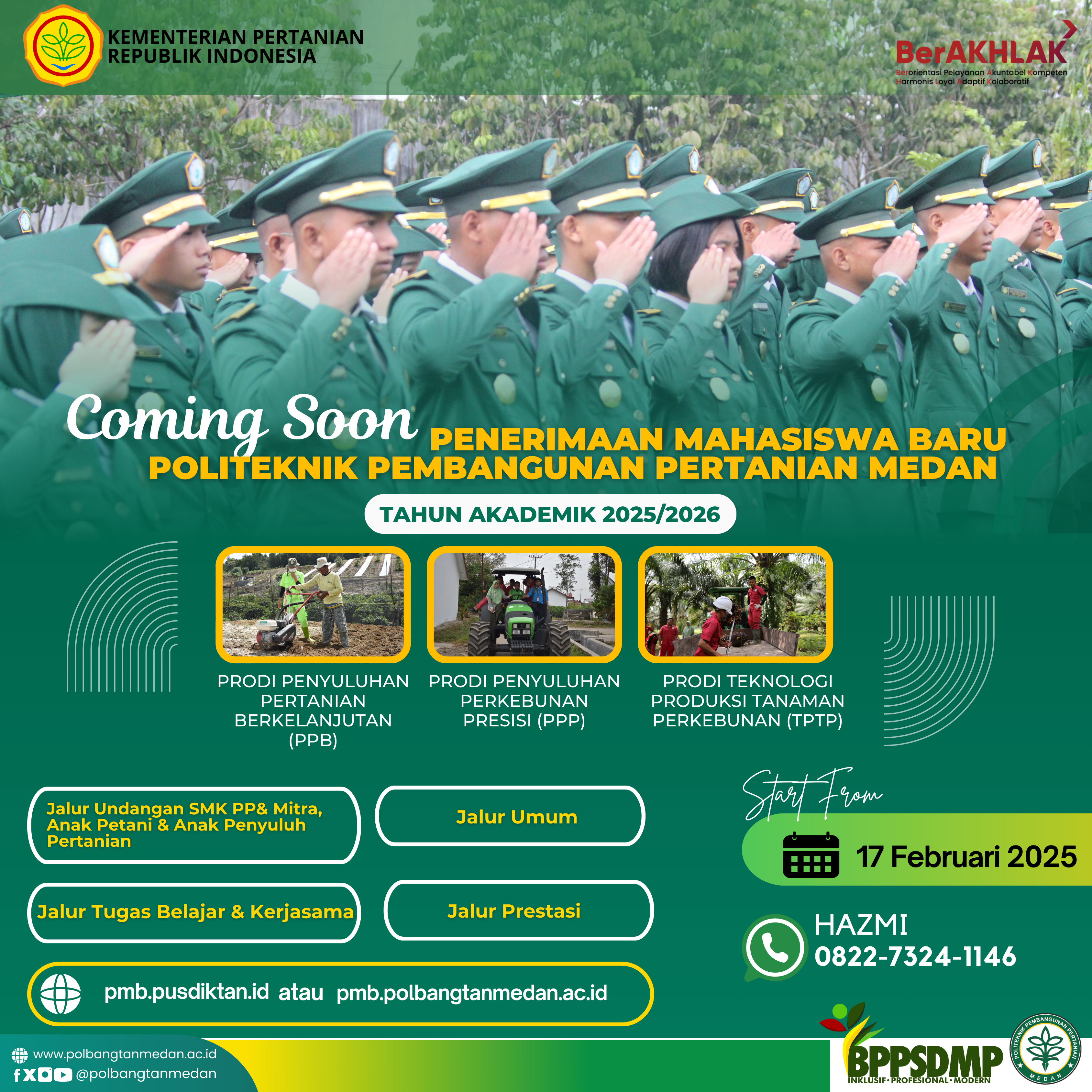 Coming Soon Penerimaan Mahasiswa Baru Polbangtan Medan TA 2025/2026